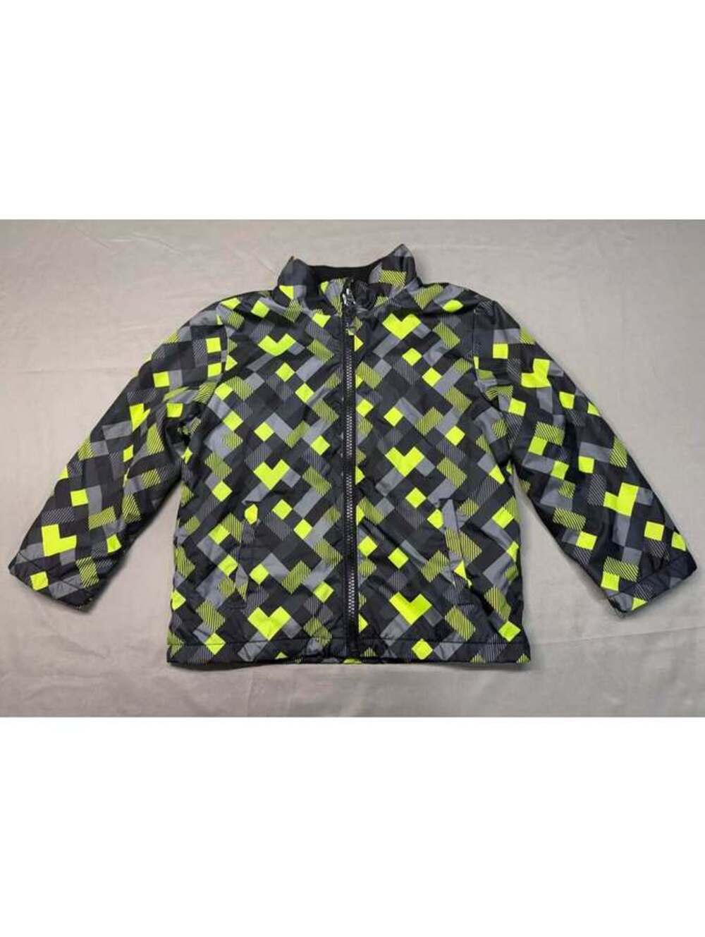 Healthtex Boys 4T Fleece Lined Puffer Jacket Neon Yellow and Gray